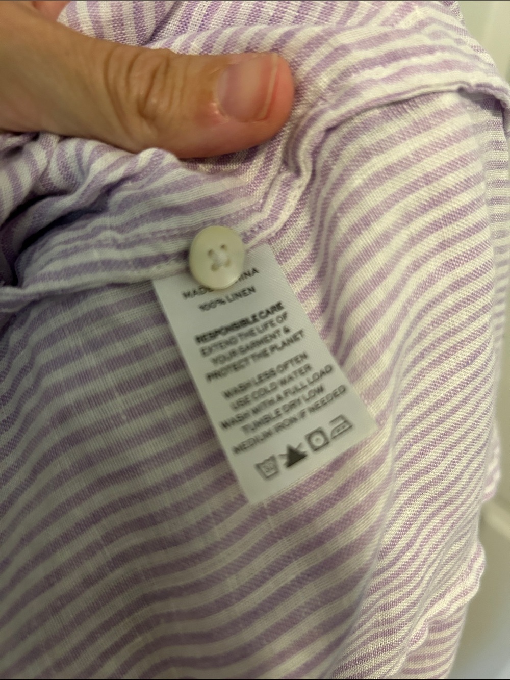 Hill House Lavender-Striped Tie-Waist Linen Shirt Dress - Picture 9 of 9
